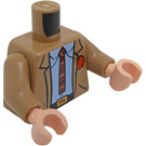 LEGO Mörk Gulbrun Minifigur Kropp med TVA Bricka och Buckle och 'VARIANT' på rygg (973)