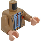 LEGO Donker Zandbruin Minifig Torso met TVA Badge en Buckle en 'VARIANT' Aan Rug (973)