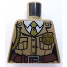 LEGO Dark Tan Minifig Torso without Arms with Badge, Braid, Belt, and Olive Tie without Arms (973)