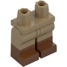 LEGO Mørk beige Minifigur Hofter og ben med Reddish Brun Boots (21019 / 77601)