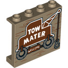 LEGO Donker Zandbruin Paneel 1 x 4 x 3 met Tow Mater Truck Welcome sign met zijsteunen, holle noppen (33530 / 60581)
