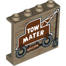 LEGO Donker zandbruin Paneel 1 x 4 x 3 met Tow Mater Truck Welcome sign met zijsteunen, holle noppen (33530 / 60581)