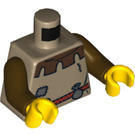 LEGO Donker Zandbruin Peasant Torso met Patch, Riem Pouch (973 / 76382)