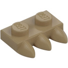 LEGO Dark Tan Plate 1 x 2 with 3 Teeth (15208)