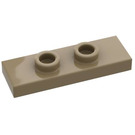 LEGO Mørk beige Plate 1 x 3 med 2 Knotter (34103)