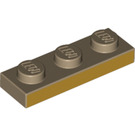 LEGO Tumma beige Levy 1 x 3 jossa Litteä Gold Pitkä Reuna (3623 / 69172)