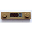 LEGO Donker Zandbruin Plaat 1 x 4 met Twee Studs met Buttons Sticker met groef (41740)
