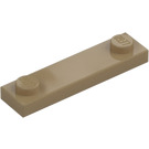 LEGO Dark Tan Plate 1 x 4 with Two Studs without Groove (92593)