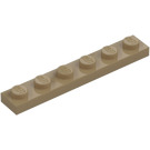 LEGO Donker zandbruin Plaat 1 x 6 (3666)