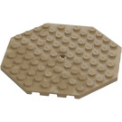 LEGO Tumma beige Levy 10 x 10 Octagonal jossa Reikä (89523)