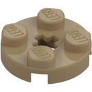 LEGO Dunkel Beige Platte 2 x 2 Rund mit Achsloch (mit '+' Achsloch) (4032)