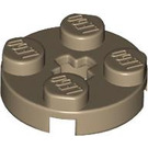 LEGO Dark Tan Plate 2 x 2 Round with Axle Hole (with '+' Axle Hole) (4032)