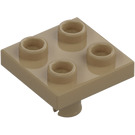 LEGO Beige scuro Piastra 2 x 2 con Parte inferiore perno (Nessun foro) (2476 / 48241)