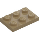 LEGO Tmavě žlutohnědá Deska 2 x 3 (3021)