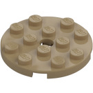 LEGO Dark Tan Plate 4 x 4 Round with Hole and Snapstud (60474)