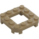 LEGO Dunkel Beige Platte 4 x 4 x 0.7 mit Abgerundete Ecken und 2 x 2 Open Mitte (79387)