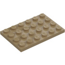 LEGO Donker zandbruin Plaat 4 x 6 (3032)