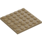 LEGO Mørk beige Plate 6 x 6 (3958)