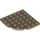 LEGO Dunkel Beige Platte 6 x 6 Runden Ecke (6003)
