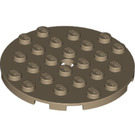 LEGO Dark Tan Plate 6 x 6 Round with Pin Hole (11213)