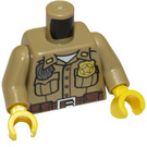 LEGO Tmavě žlutohnědá Policie Trup s Hvězda Odznak, Insignia na Límec (973 / 76382)