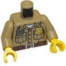 LEGO Donker Zandbruin Politie Torso met Star Badge, Insignia Aan Collar (973 / 76382)
