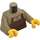 LEGO Dunkles Beige Hemd mit Reddish Braun Bib Overalls Torso (973 / 76382)