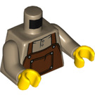 LEGO Donker Zandbruin Shirt met Reddish Brown Bib Overalls Torso (973 / 76382)
