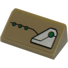 LEGO Tan foncé Pente 1 x 2 (31°) avec Green Dots Autocollant (85984)
