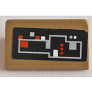 LEGO Dark Tan Slope 1 x 2 (31°) with Sandcrawler Control Panel Sticker (85984)