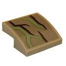 LEGO Dark Tan Slope 2 x 2 Curved with 2 Green Plant Stems Sticker (15068)