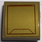 LEGO Dark Tan Slope 2 x 2 Curved with Gold Armor Plate with Dark Red Trapezoid Sticker (15068)