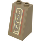 LEGO Donker Zandbruin Helling 2 x 2 x 3 (75°) met Hieroglyphs, Snake Aan Top Sticker Holle Studs, ruw oppervlak (3684 / 30499)