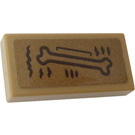 LEGO Donker Zandbruin Tegel 1 x 2 met Bone Sticker met groef (3069)
