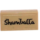 LEGO Dunkel Beige Fliese 1 x 2 mit ‘Shamballa’ Aufkleber mit Nut (3069)
