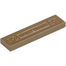 LEGO Mörk Gulbrun Bricka 1 x 4 med Carved ‘SNOW Vit’ (2431 / 107055)