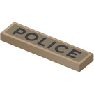LEGO Dunkel Beige Fliese 1 x 4 mit ‘Polizei’ Aufkleber (2431)