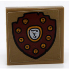 LEGO Dark Tan Tile 2 x 2 Inverted with Coat of Arms Sticker (11203)