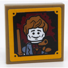 LEGO Dunkel Beige Fliese 2 x 2 Invertiert mit Framed Photo of ein Man Aufkleber (11203)