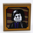LEGO Dunkel Beige Fliese 2 x 2 Invertiert mit Portrait of ein Man Aufkleber (11203)