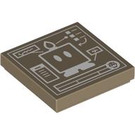 LEGO Dark Tan Tile 2 x 2 with Bobomb Diagram with Groove (3068 / 103779)