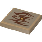 LEGO Dark Tan Tile 2 x 2 with Brown Feather and Gold Spot Sticker with Groove (3068)