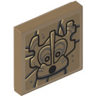 LEGO Dark Tan Tile 2 x 2 with Dog Gargoyle Sticker with Groove (3068)