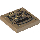 LEGO Dark Tan Tile 2 x 2 with Gargoyle with Bone in Nose Sticker with Groove