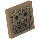 LEGO Dark Tan Tile 2 x 2 with Groove with Tusked Gargoyle