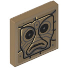 LEGO Donker Zandbruin Tegel 2 x 2 met Grumpy Gargoyle Sticker met groef (3068)