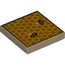 LEGO Dark Tan Tile 2 x 2 with Honeycomb and Bees with Groove (3068 / 72357)