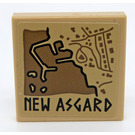 LEGO Dark Tan Tile 2 x 2 with Map 'NEW ASGARD' Sticker with Groove (3068)