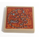 LEGO Dunkel Beige Fliese 2 x 2 mit Pixelated Kreis Aufkleber mit Nut (3068)