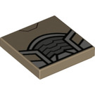 LEGO Dark Tan Tile 2 x 2 with Star lord nose with gray with Groove (3068 / 38577)